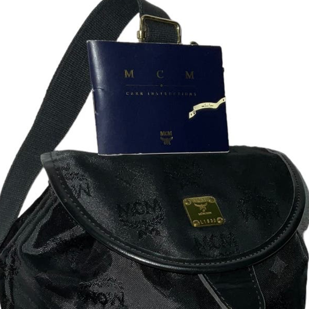 MCM Logo Nylon Small Black Backpack - Picture 6 of 15